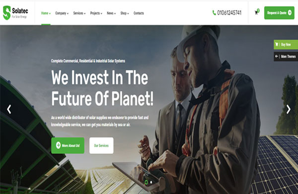 mẫu thiết kế website điện năng lượng mặt trời hiện đại